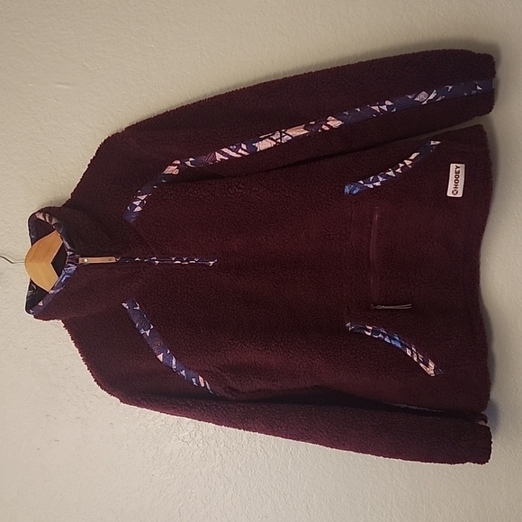 Hooey Sherpa Pullover Bergundy with Aztec Accents - Picture 2 of 11